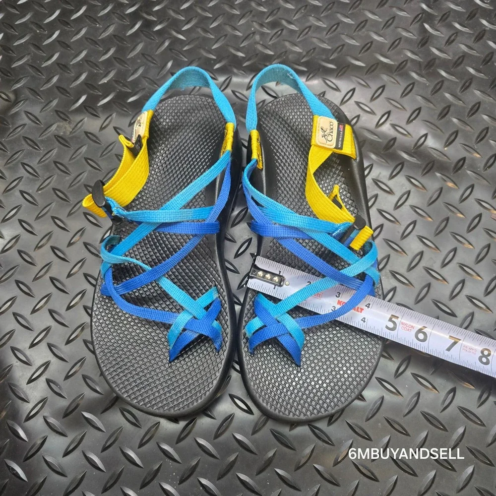 Chaco Z2 Colorado Sandals Mens 10 Blue Yellow Vibram Made in USA Hiking Strappy